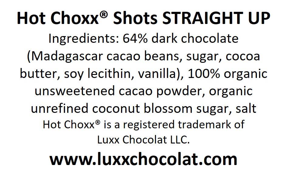 Luxx Chocolat – wholesale Hot cocoa mix/kit – HOT CHOXX SHOTS - STRAIGHT UP ARTISAN HOT CHOCOLATE2