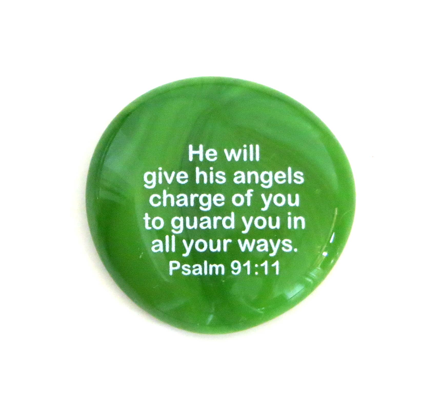 Lifeforce Glass, Inc. – wholesale Keepsake coin/token – Scripture Glass Stone: He Will Give His Angels...Psalm 91:117