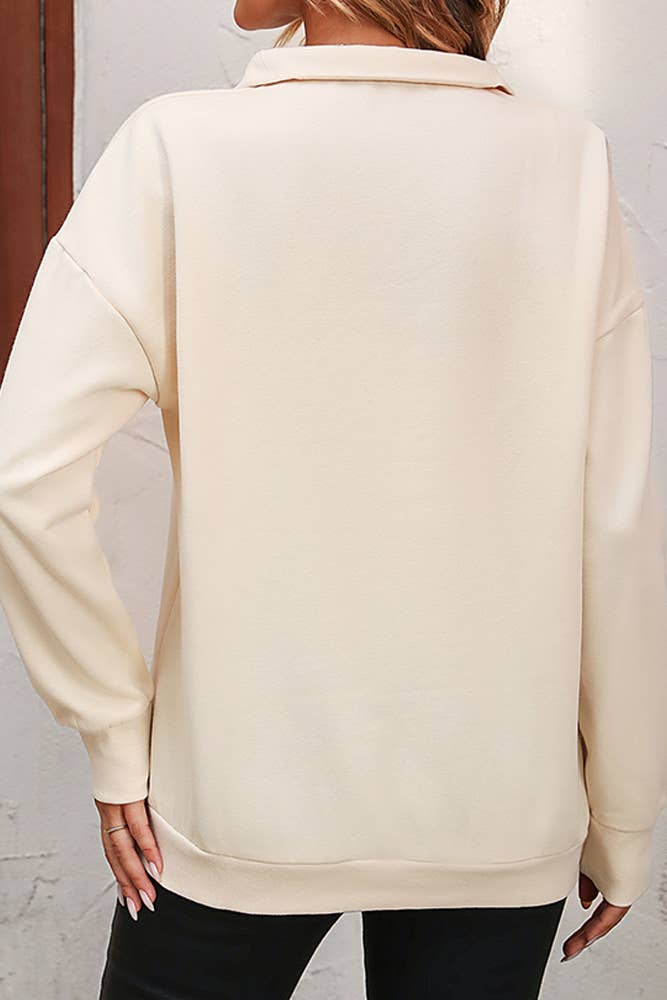 UNISHE - Wholesale Sweatshirt - Women's - Plain Half Zipper Sweatshirt MD0913