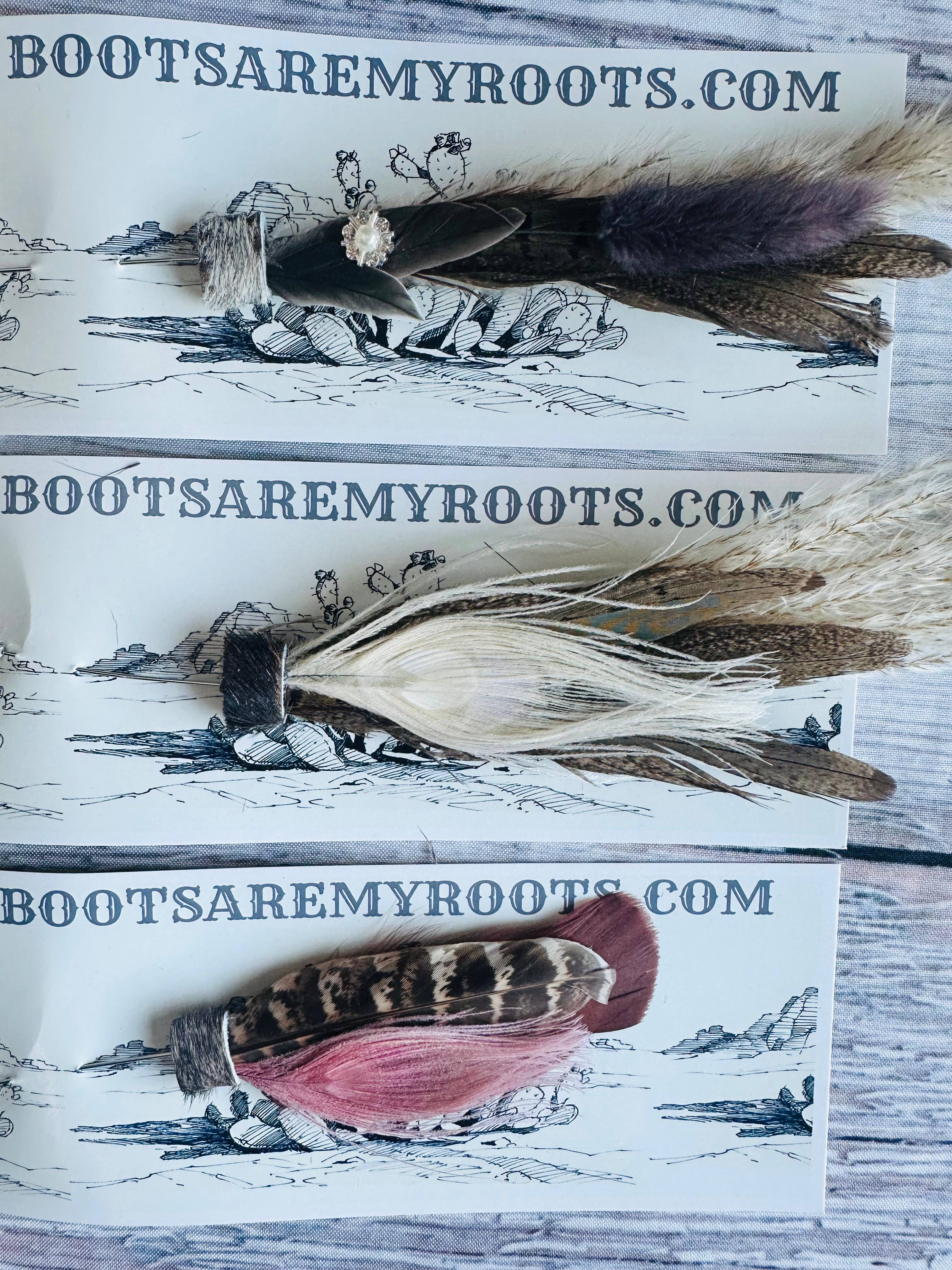 Boots Are My Roots - Wholesale Hat Accessory - Women's - Mixed Feather Hat Pins  #151