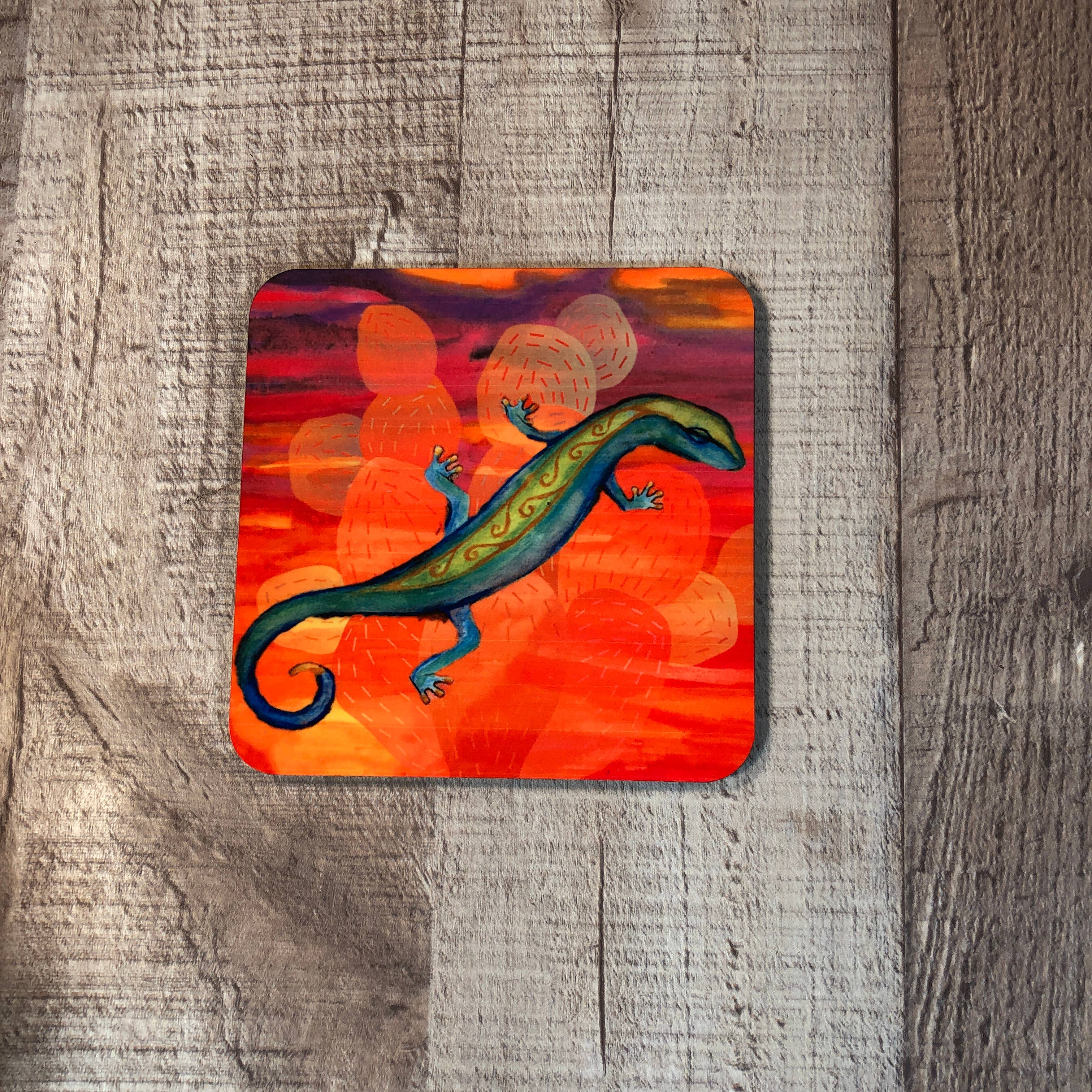 GP Originals - Wholesale Coasters - Gecko desert 4 Piece Coaster Set, southwest art4