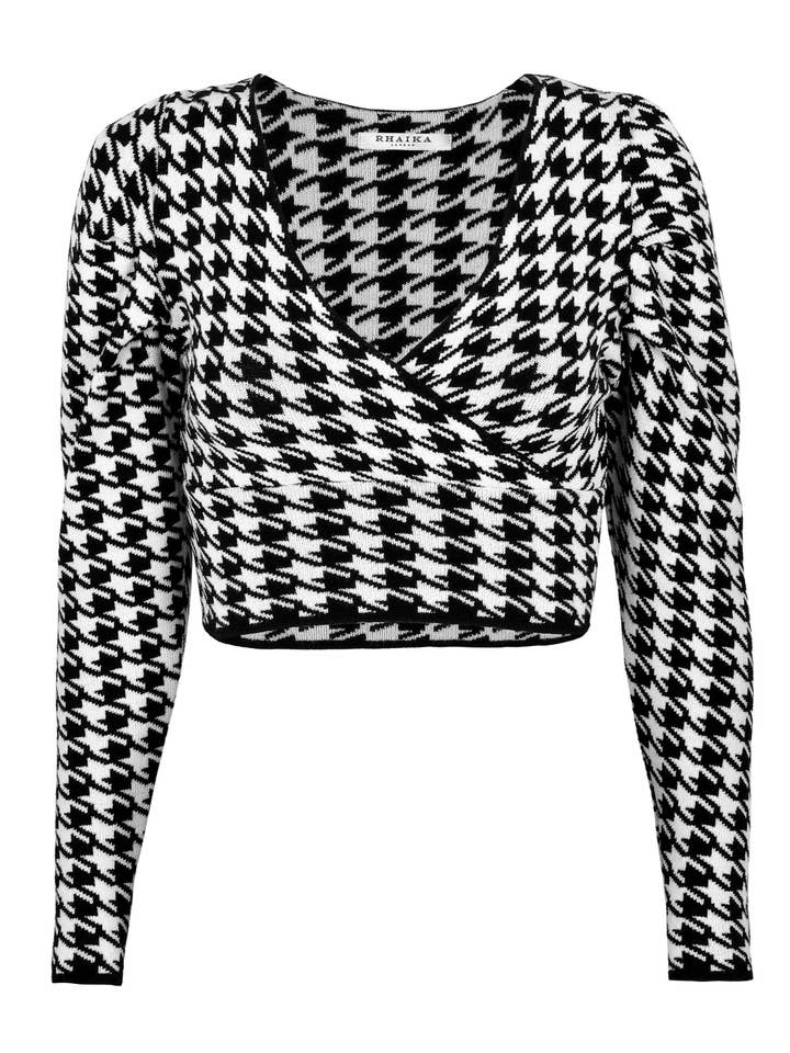 Houndstooth Knit Crop Top for wholesale by Rhaika London