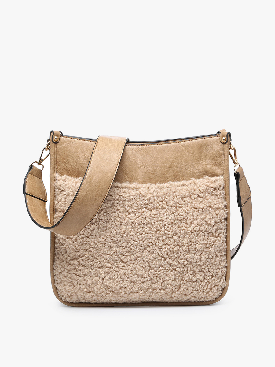 Jen & Co. - Wholesale Crossbody Bag - Women's - M1977TED Chloe Teddy Trim Crossbody with Guitar Strap2