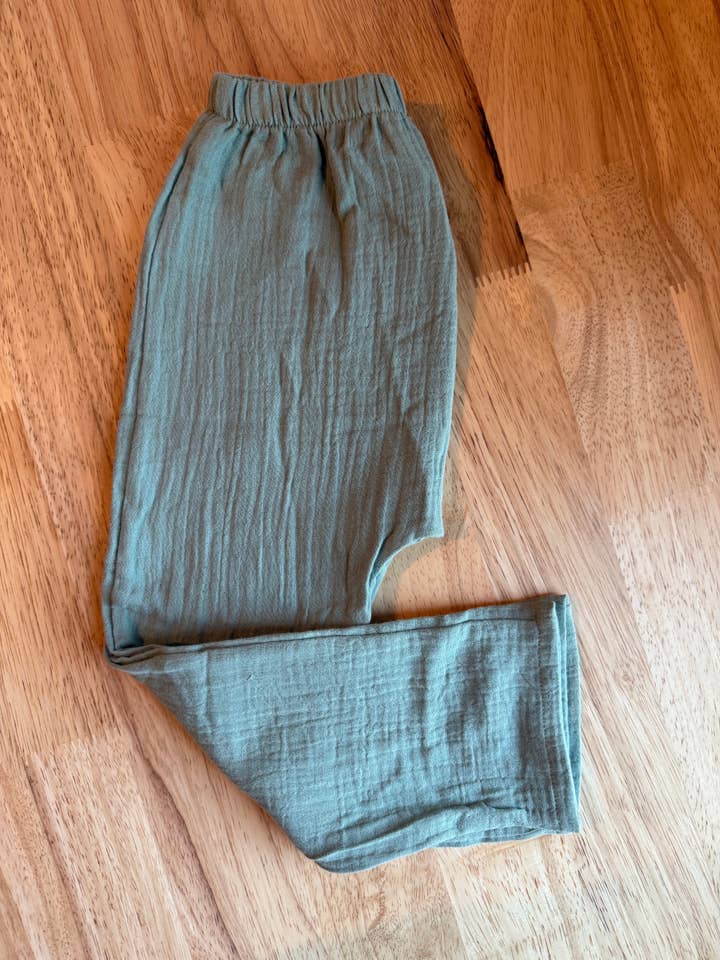 Sage Muslin Pants for wholesale by Dandillie