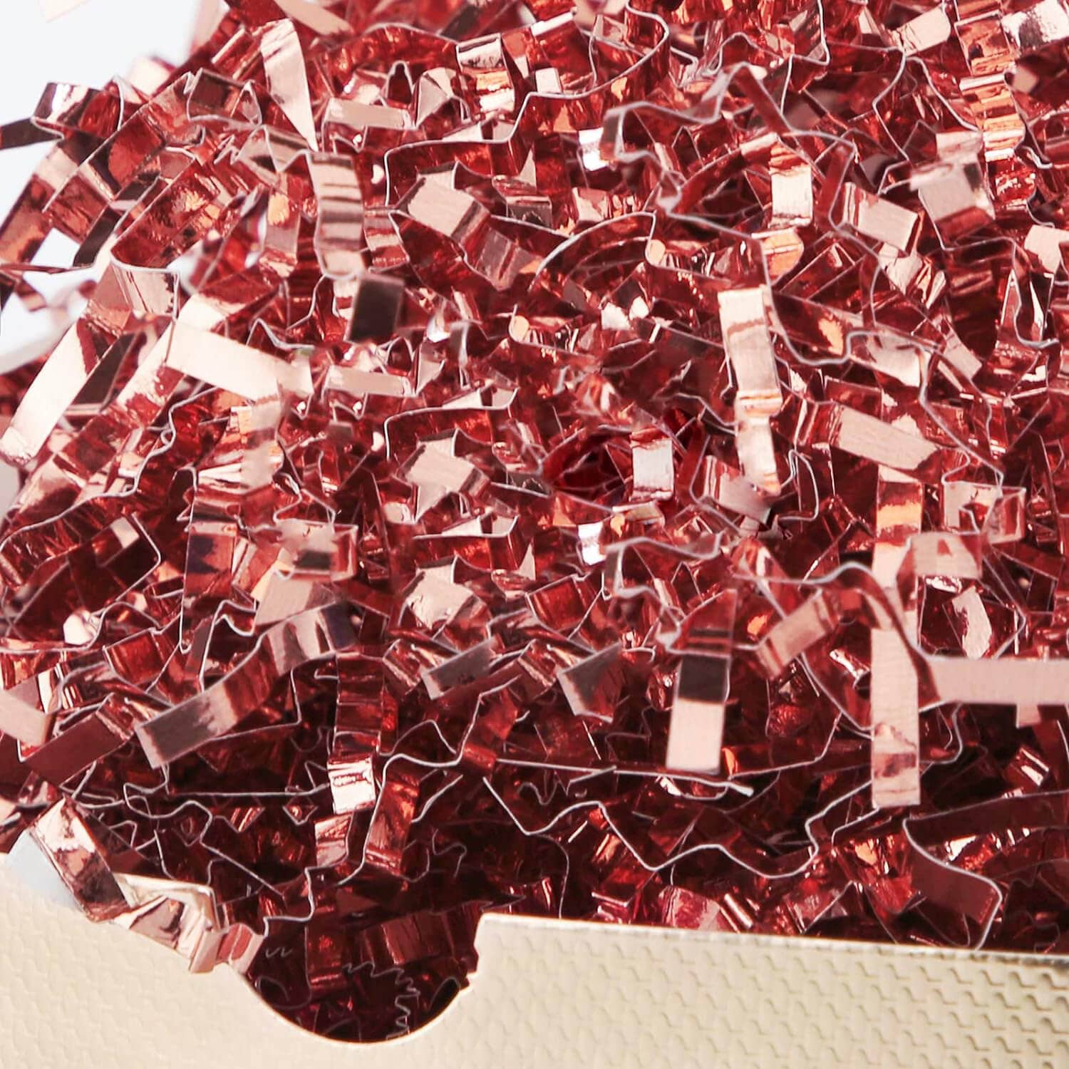Posh Paper - Wholesale Tissue Paper - Metallic Rose Gold Crinkle Paper Shredded Gift Basket Filler, 1 LB1