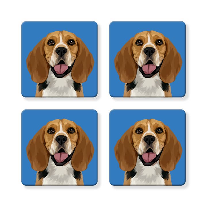 Set of 4 MDF Coasters - Beagle for wholesale by Naked Decor