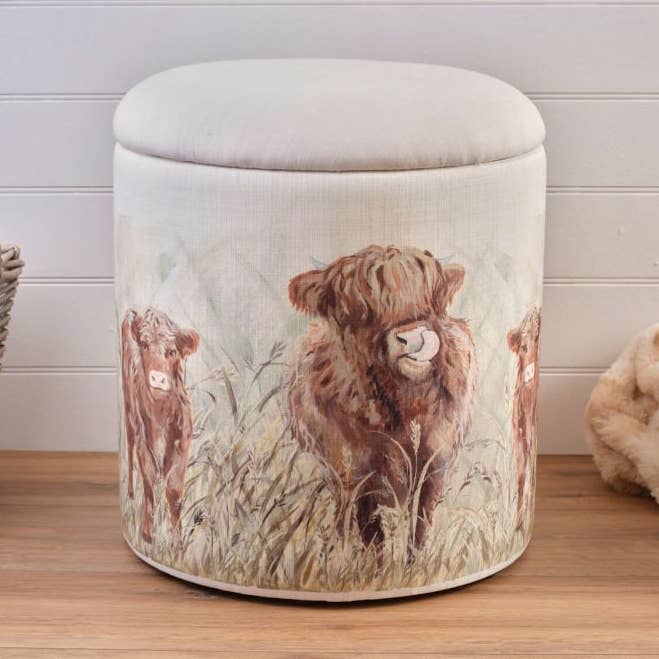 Highland Cow Dougal Round Fabric Storage Stool Inner Made with Recycled Sugar Cane
for wholesale by Langs