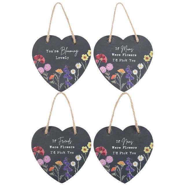 Something Different Wholesale – wholesale Sign – Set of 24 Wildflower Slate Hearts on Display (UK spelling)2