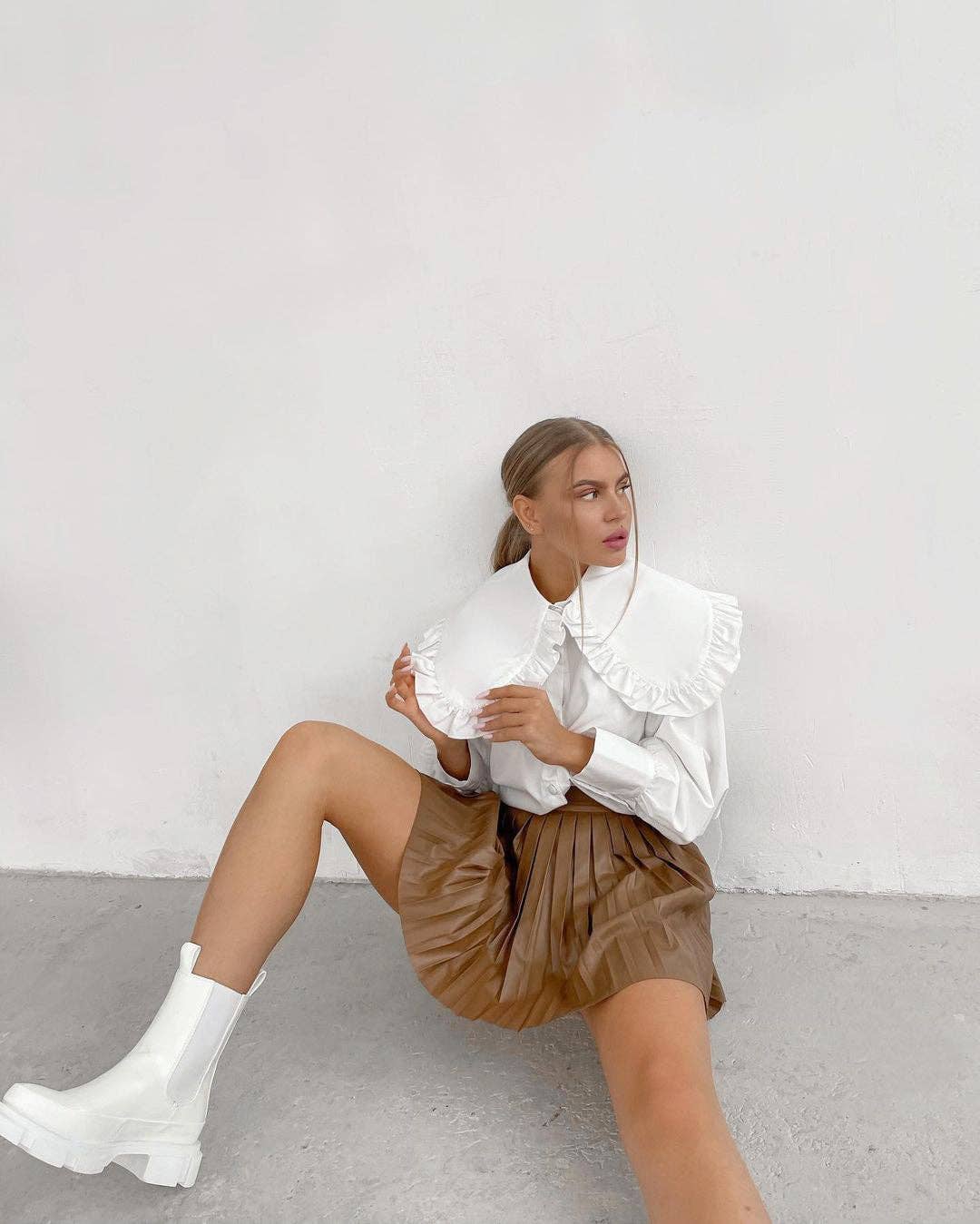 Marayn - Wholesale Button Down Shirt - Women's - French Chic Ruffle Collar Cotton Blouse21