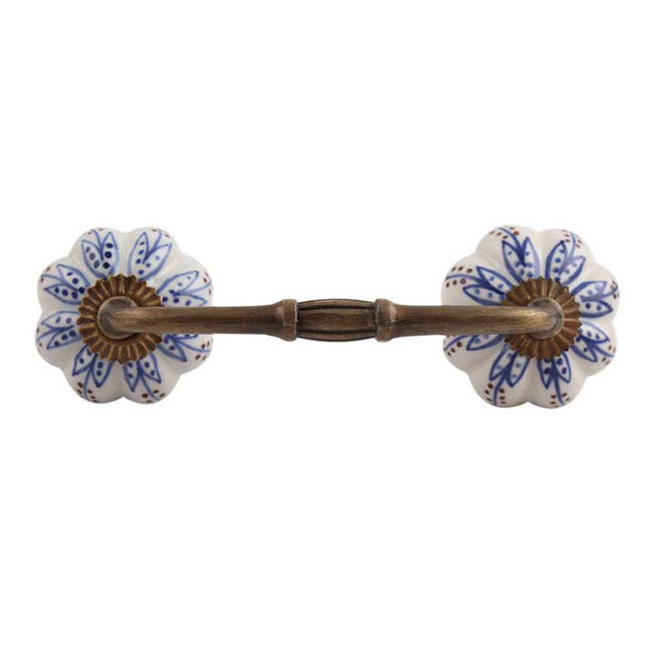 Juego de 6 tiradores elegantes de cerámica azul para cómoda para venta al por mayor de Daana Paani LLC