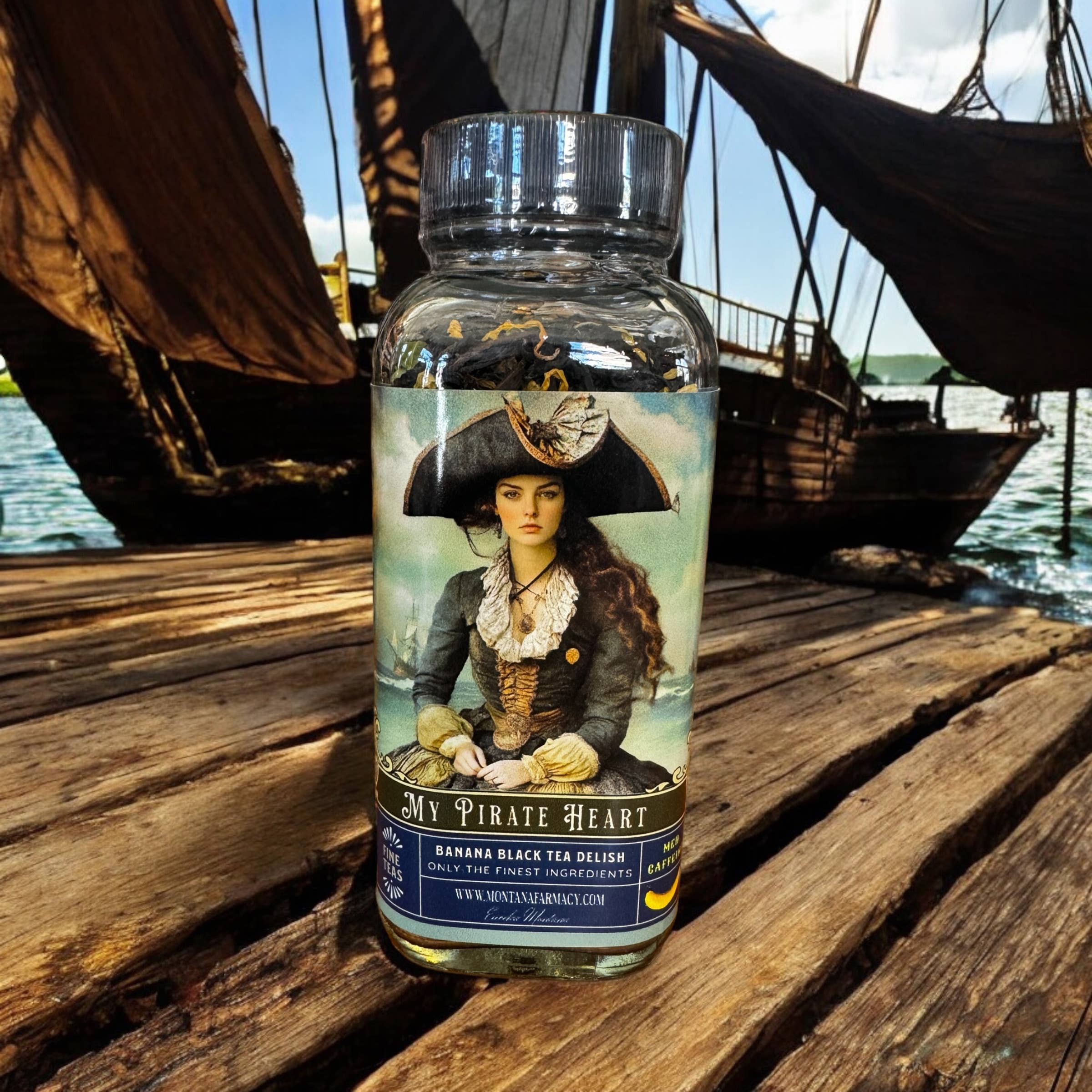 Montana Farmacy - Wholesale Loose Tea - MY Pirate Heart Banana Tea Beautiful Vintage Pirate Lady Jar8