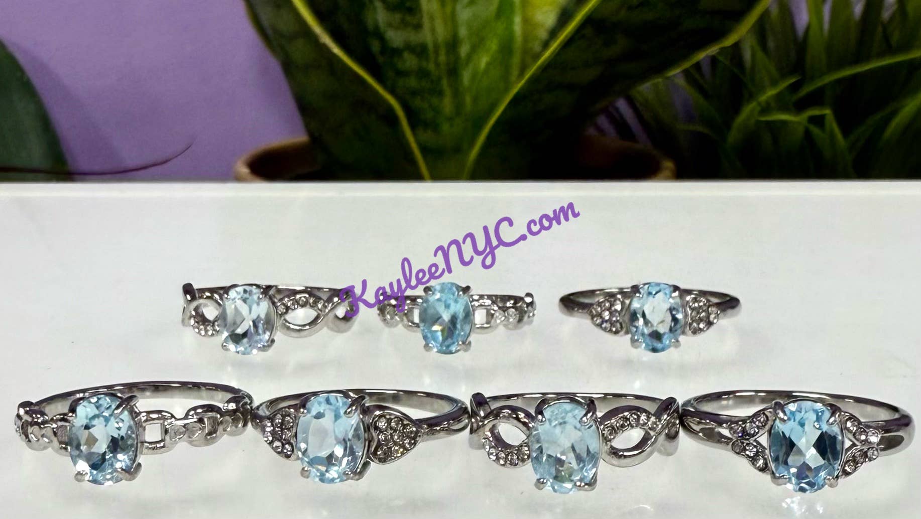 KayleeNYC – Großhandel Einzelstein-/Solitär-Ring – Natürliche Blautopas-Edelstahlringe 7x9mm2