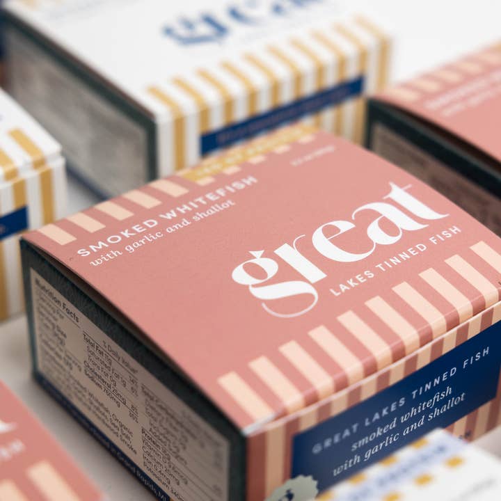 Smoked Whitefish with Garlic and Shallot for wholesale by Great Lakes Tinned Fish