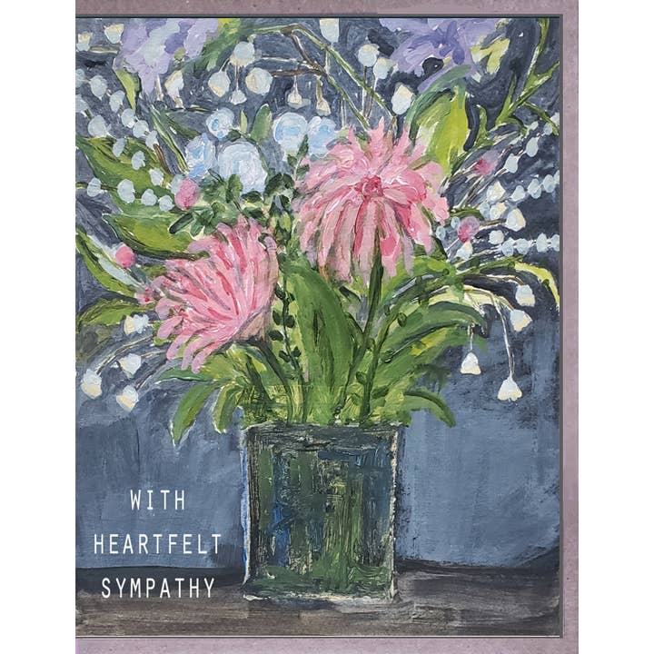 Pink Flowers. Sympathy. Brenda Olson for wholesale by Blueberry Road Cards