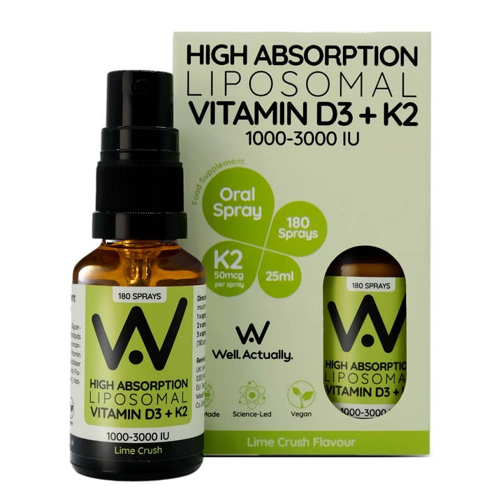Vitamine D3 (2000 UI) +K2 (100 mcg) Spray liposomal Liposomal Lime Crush pour la vente par Well.Actually.