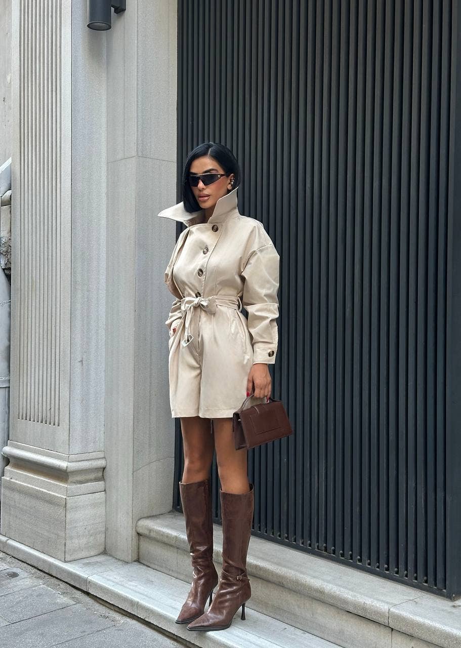 Standpoint Top - Wholesale Romper - Women's - Urban Allure Romper Tailored Belted Trench Style - 12522