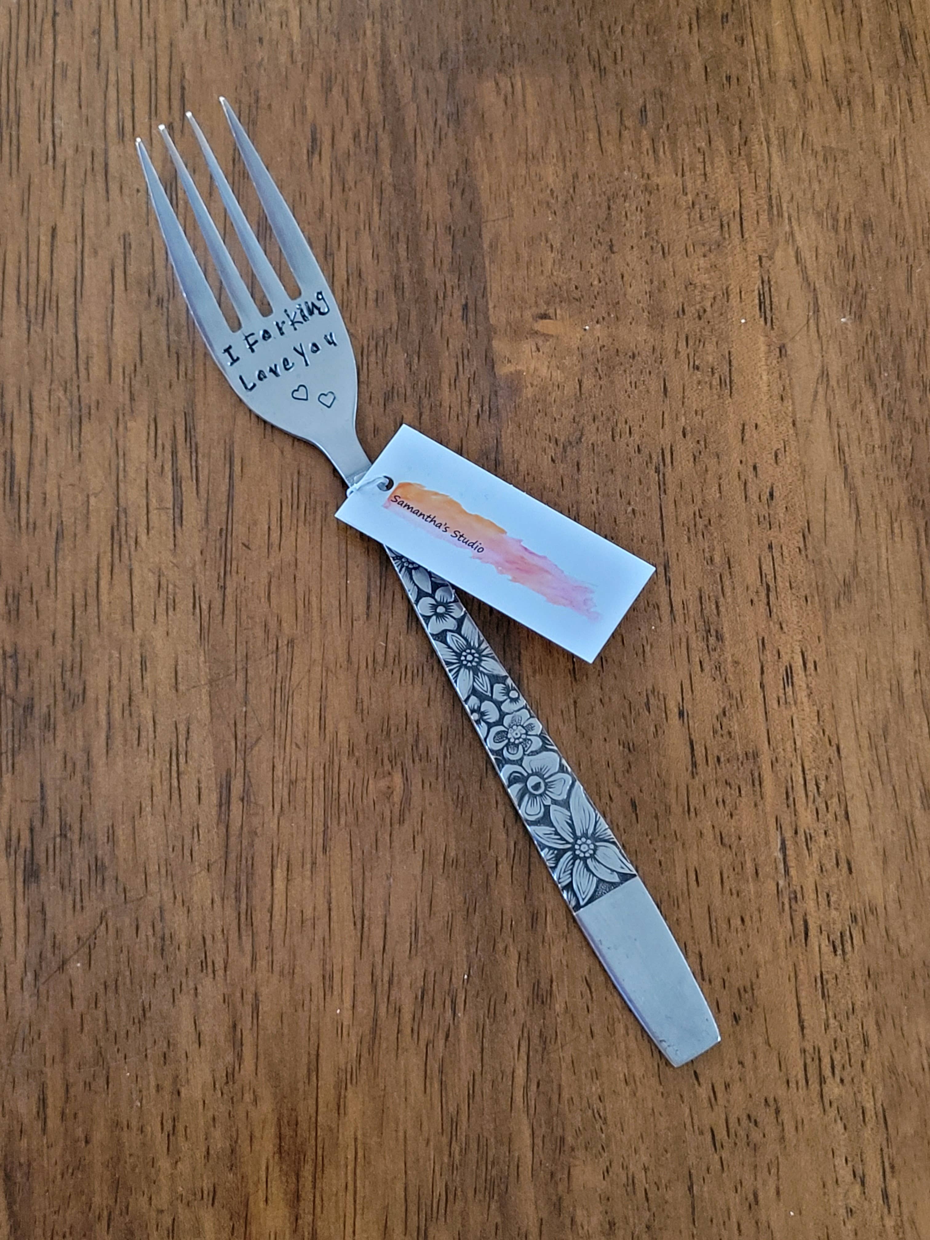 Samantha's Studio - Wholesale Table fork - "I Forking Love You" Quote Cutlery (Fork), Hand stamped