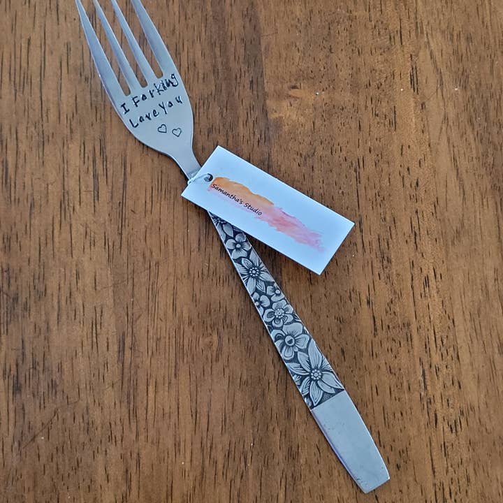 Samantha's Studio - Wholesale Table Fork - "I Forking Love You" Quote Cutlery (Fork), Hand stamped