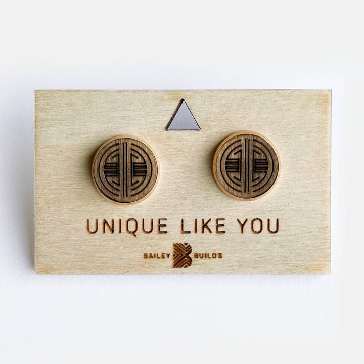 Wood Stud Earrings: Ivy for wholesale by Bailey Builds