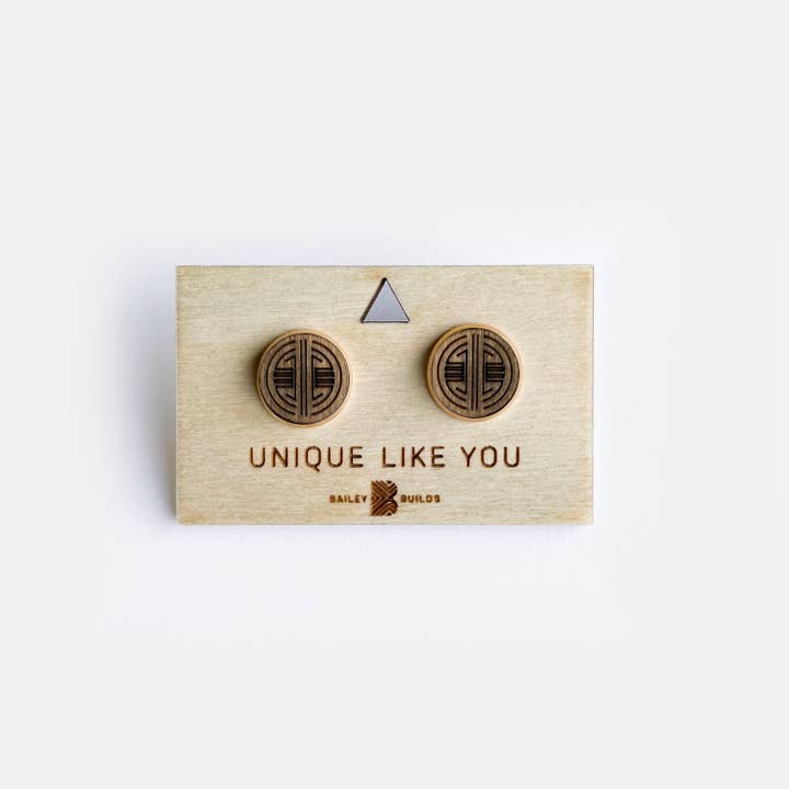 Wood Stud Earrings: Ivy for wholesale by Bailey Builds