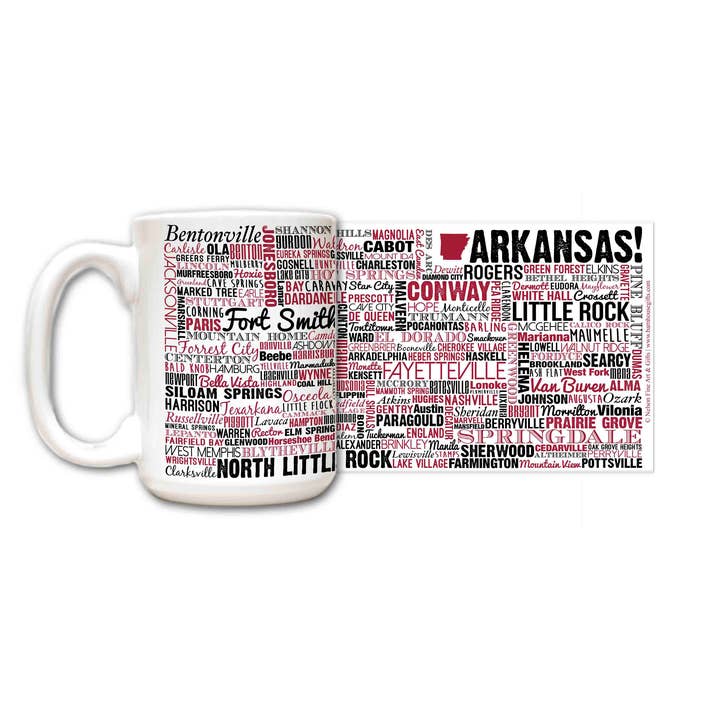 Städte von Arkansas State Mug für den Großhandel von Nelson Gifts Wholesale