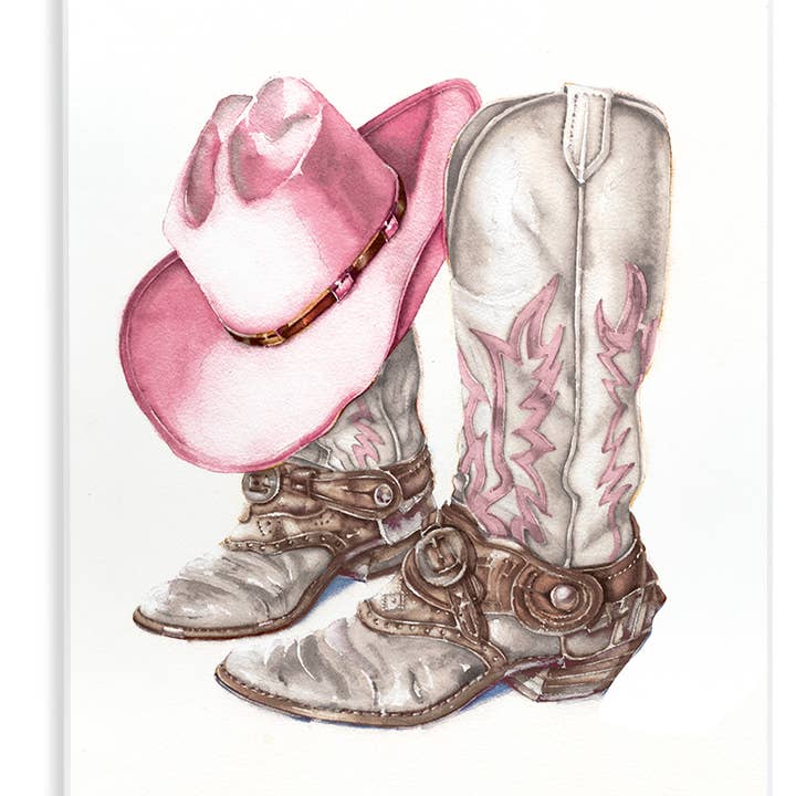 Stupell Industries - Wholesale Wall Sign - Pink Glam Cowgirl Boots - Unframed Wall Art0