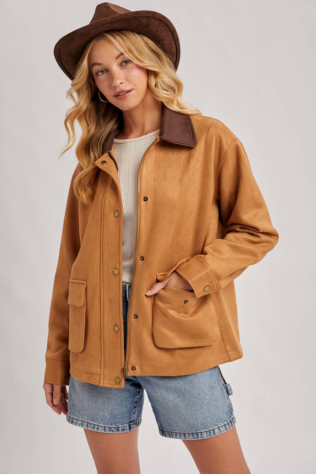 Bluivy - Wholesale Jacket - Women's - BUTTON DOWN FAUX SUEDE BARBOUR JACKET2