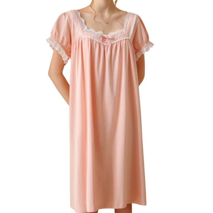 Camisón de Algodón con Encaje Rosa Suave Regalo Romántico para venta al por mayor de DrifWoo