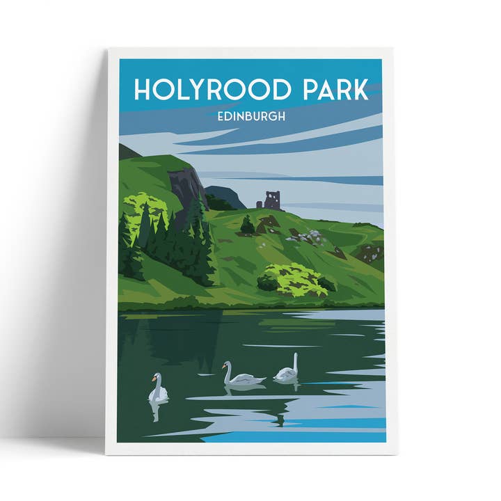 Holyrood Park, Edinburgh Travel Poster -St Margaret's Loch for wholesale by Printagonist