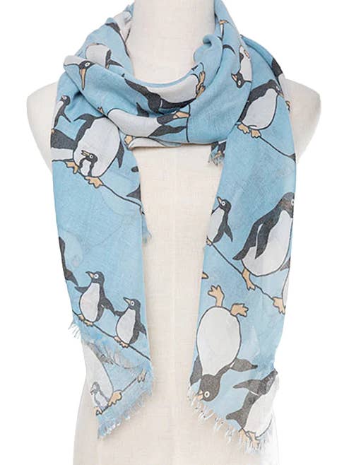 JC022526 Blauwe pinguïnsjaal voor wholesale door JC Sunny Fashion