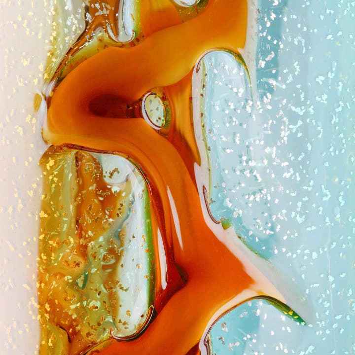 Fresco vase, blue, brown, clear H.33.5 cm for wholesale on Faire4