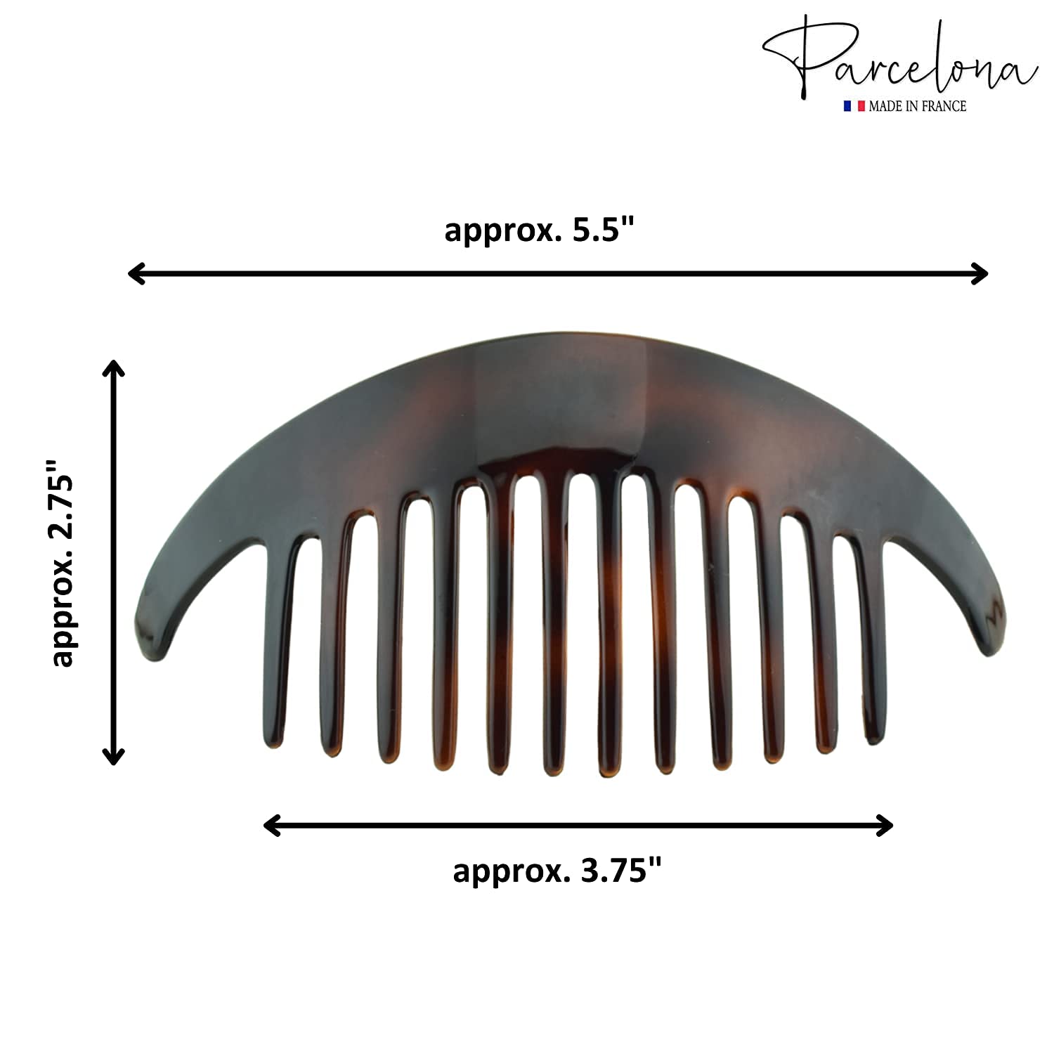 Parcelona - Wholesale Hair Brush/Comb - Parcelona French Alice Large Celluloid 12 Teeth Side Hair Combs for Women 2 Pcs21