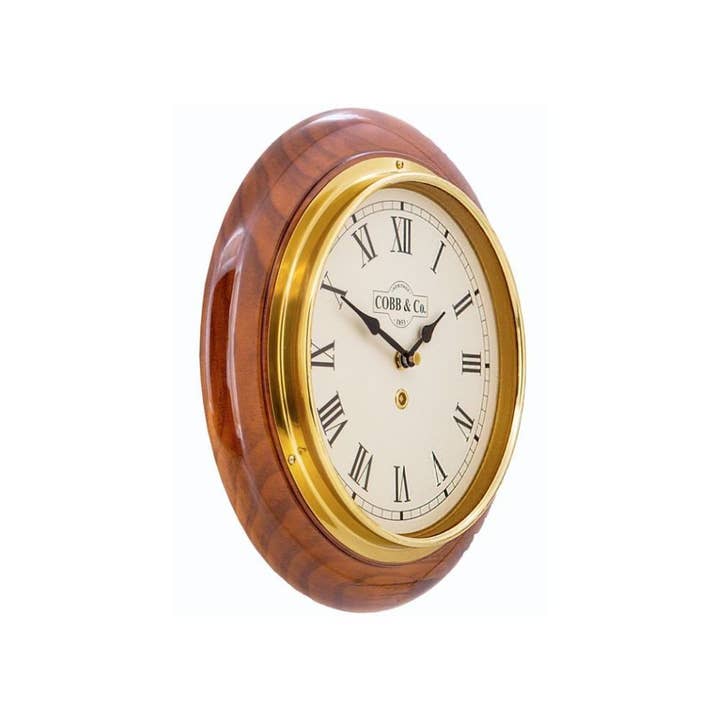 Cobb & Co - Wholesale Desk clock - Small Railway Clock - Gloss Oak Roman1