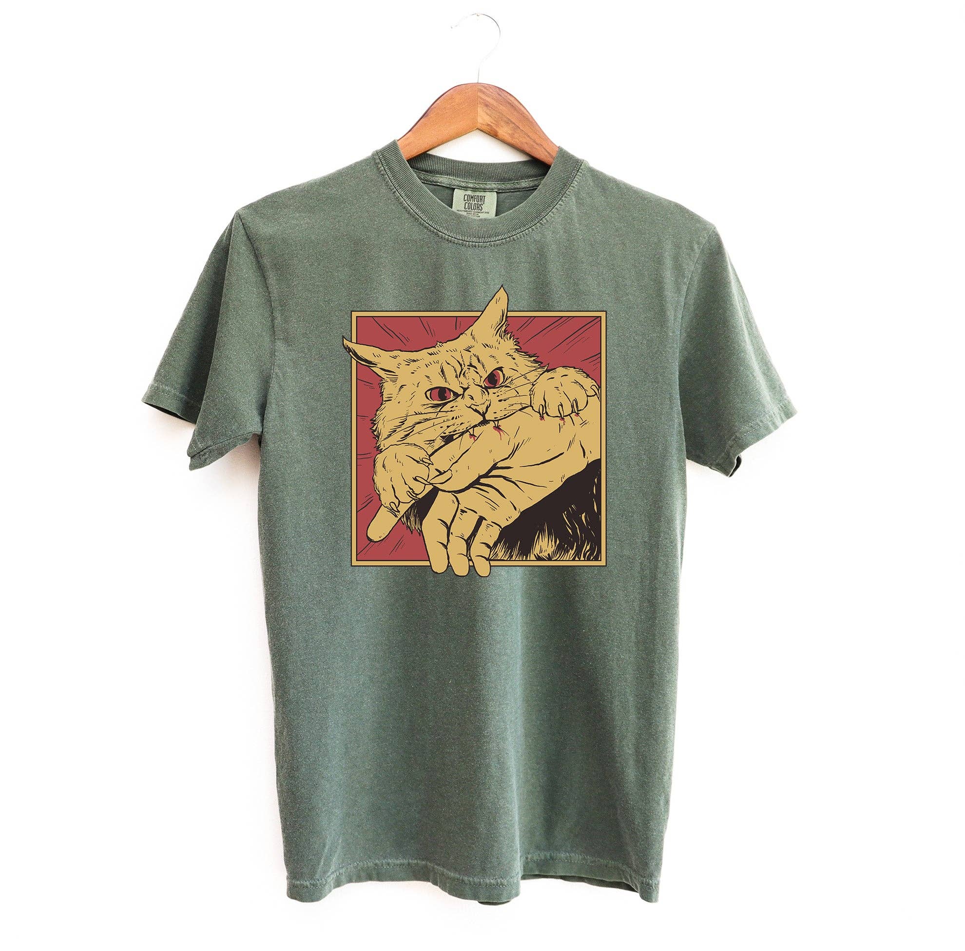 Blue Giraffe Inc - Wholesale Screen Printed T-Shirt - Unisex - Cat Bite Manga T-Shirt4