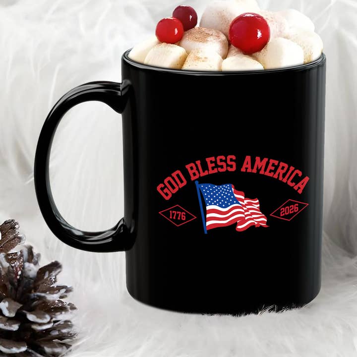 God Bless America 250th Anniversary Patriotic Flag Mug for wholesale by Vivtrek