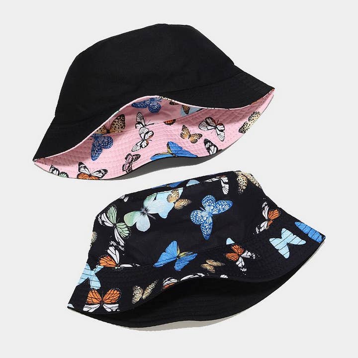 ACCITY - Wholesale Bucket Hat - Women's - COLORFUL BUTTERFLY PATTERN BUCKET HAT_CWAH16497
