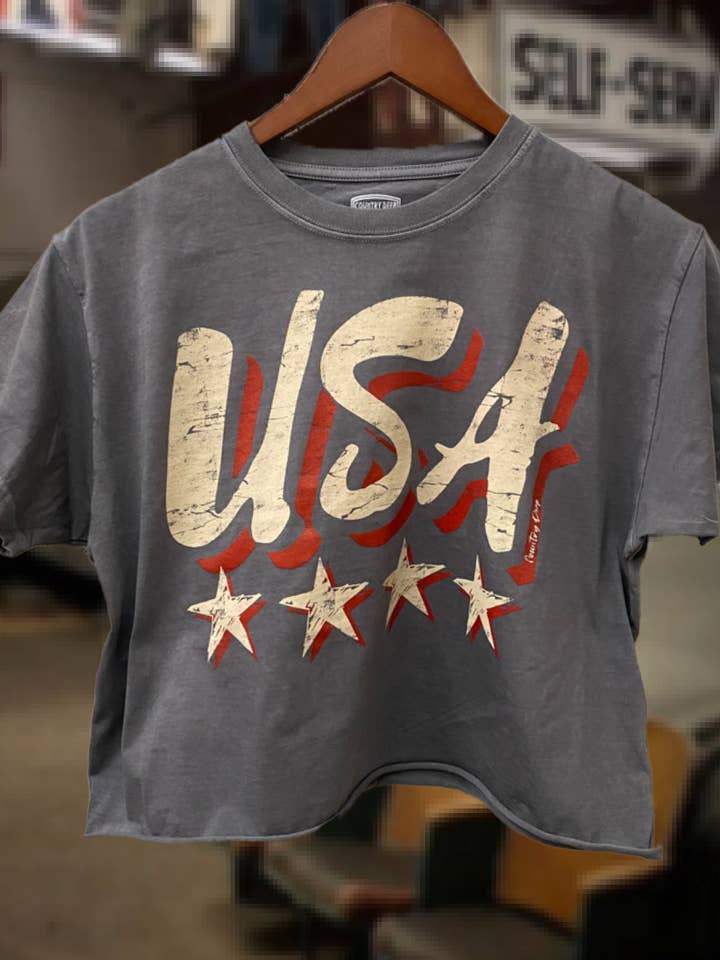 Country Deep Apparel - Wholesale Screen Printed T-Shirt - Women's - USA vintage Relaxed Crop T-shirt