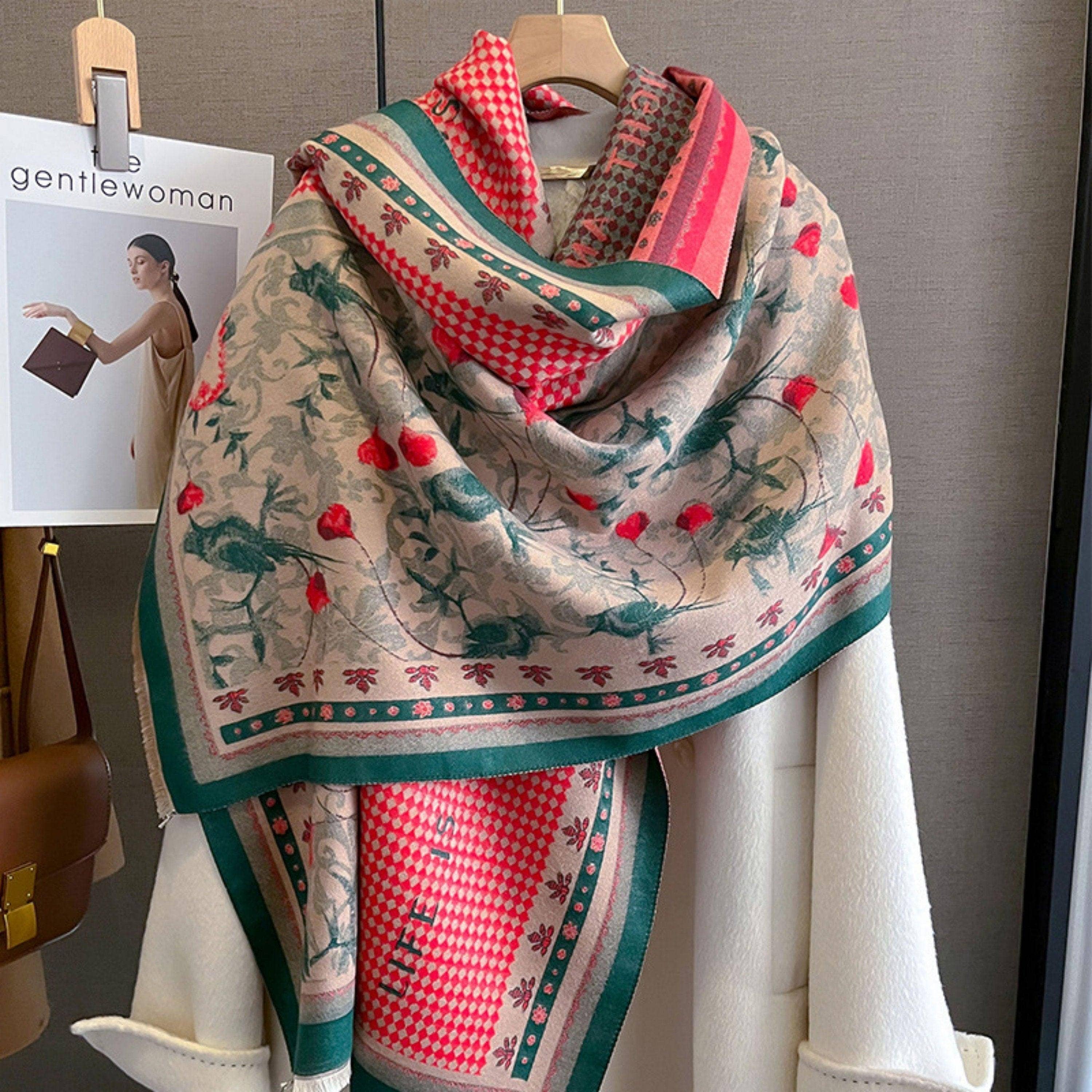 SueSilkHK - Venta al por mayor Bufanda - Mujer - Bufanda vintage a cuadros con textura de cachemir con bloques de colores, bufanda de 65 x 185 cm, chal con textura de pashmina, chal bohemio, regalo para ella4