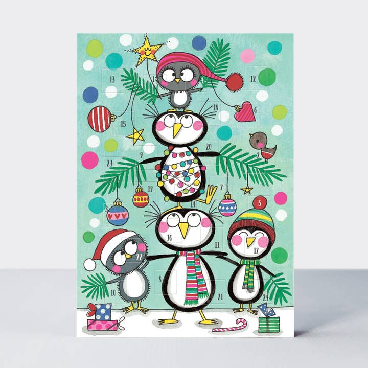 Advent Calendar Card - Penguin Christmas Tree for wholesale by Rachel Ellen Designs