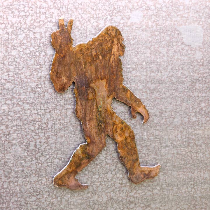 Peace Sign Yeti Fridge Magnet Rustic Bigfoot Lover Gift for wholesale by Rustic Metalz