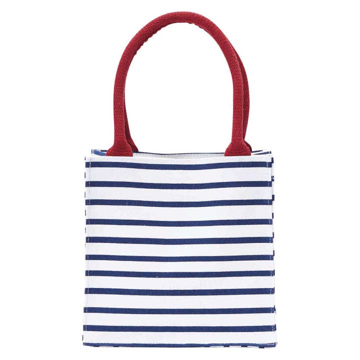 Bateau Stripe Navy Reusable Itsy Bitsy Gift Bag for wholesale by rockflowerpaper