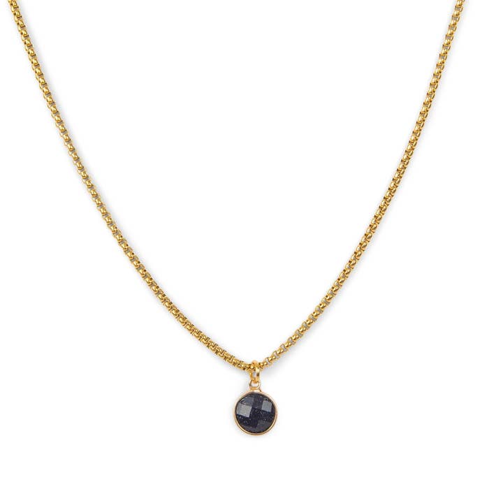 Classic Gold Stone Pendant Necklace - Black Agate for wholesale by ETHICGOODS