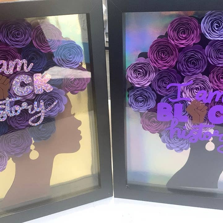 Afro Queen, "I Am Black History", Purple Flowers, Gift For Black Woman for wholesale by Designs By Dij