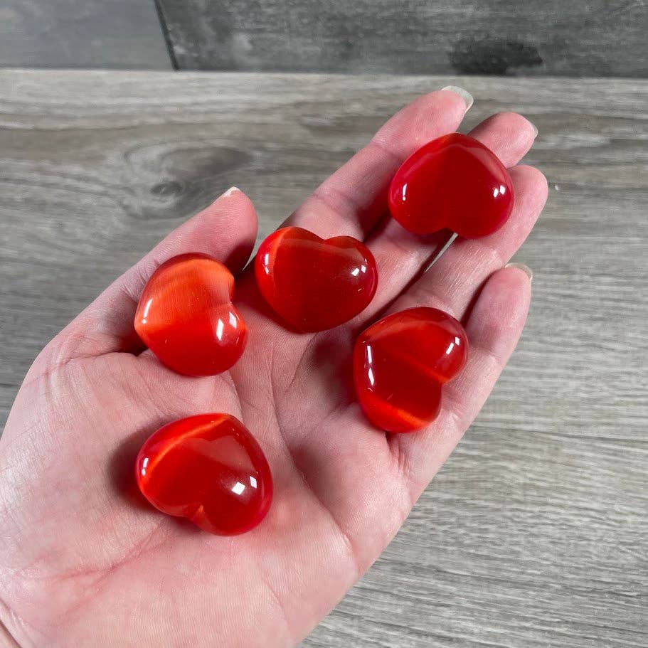 Keystone Crystals - Wholesale Spiritual stone/crystal - Fiber-Optic Cat's Eye Heart Puffy 1-Inch Wholesale Gemstone8