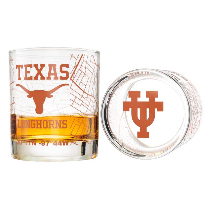 Ensemble de verres à whisky University of Texas Longhorns (2 verres bas) pour la vente par Greenline Goods