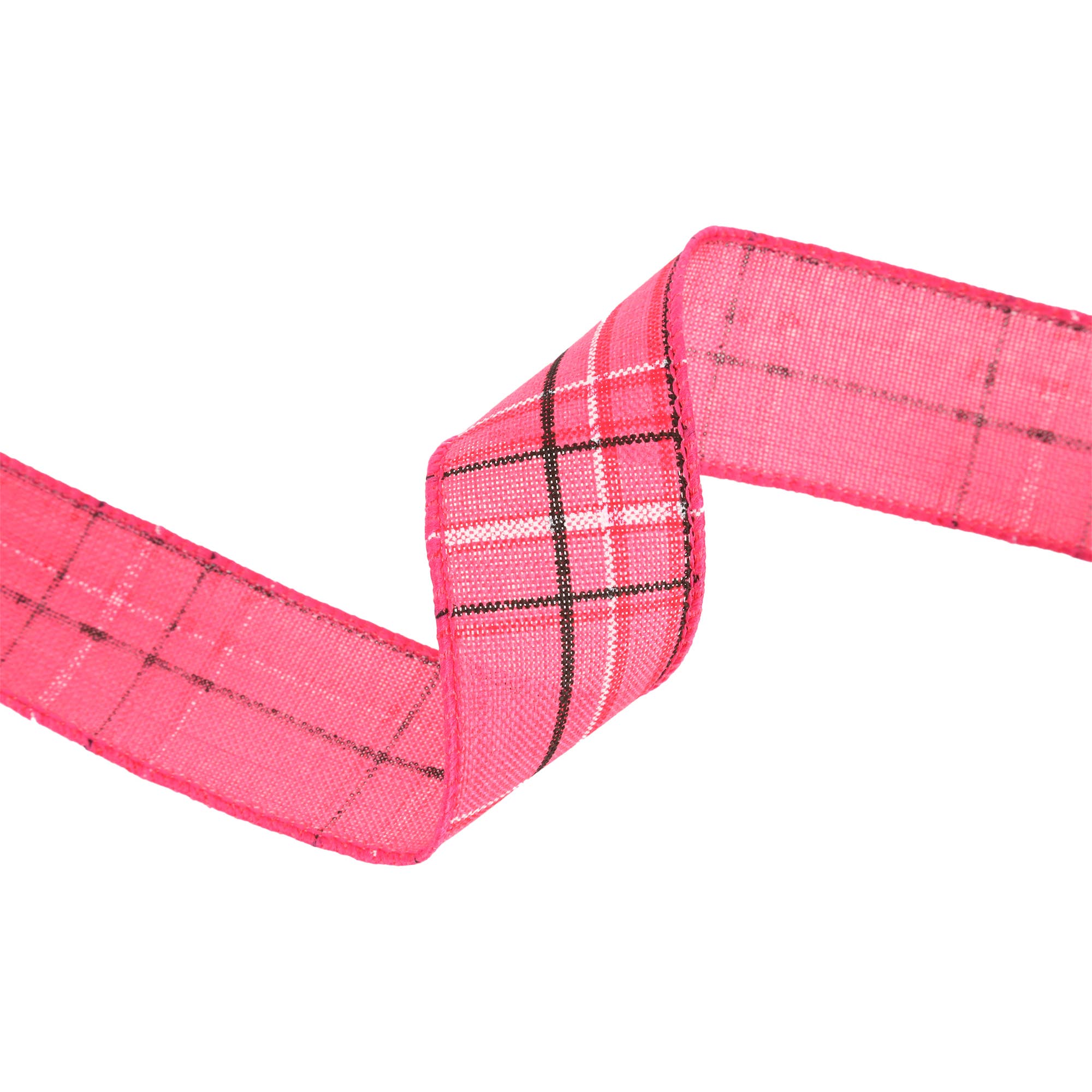 LA Ribbons Wholesale – Engroshandel Bånd – Kablet bånd | Hot pink/Spring Plaid | 10 Yard Roll3