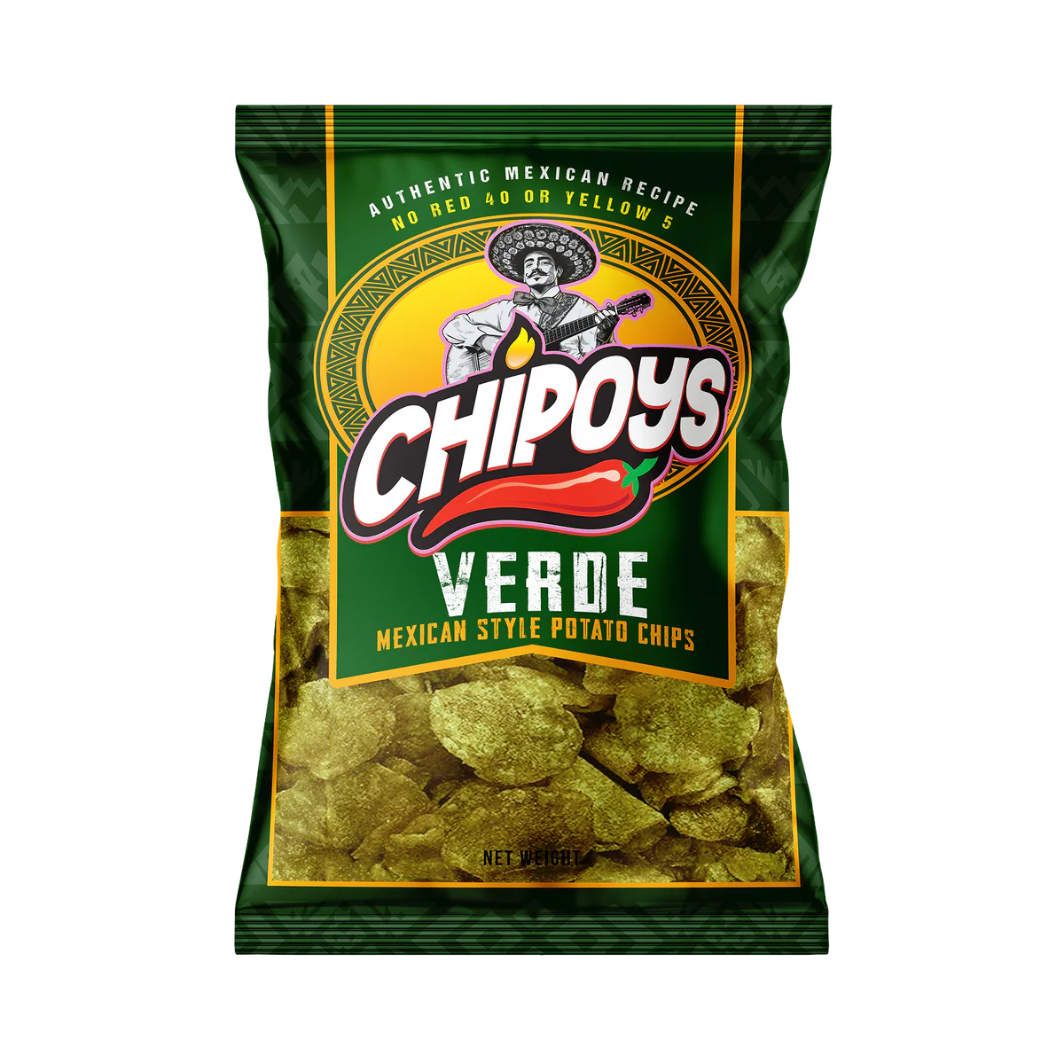 Rap Snacks - Wholesale Chips - Chipoys Verde Mexican Style Potato Chips (2.5oz)0