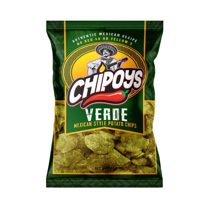 Chipoys Verde Mexican Style Potato Chips (2.5oz) for wholesale by Rap Snacks