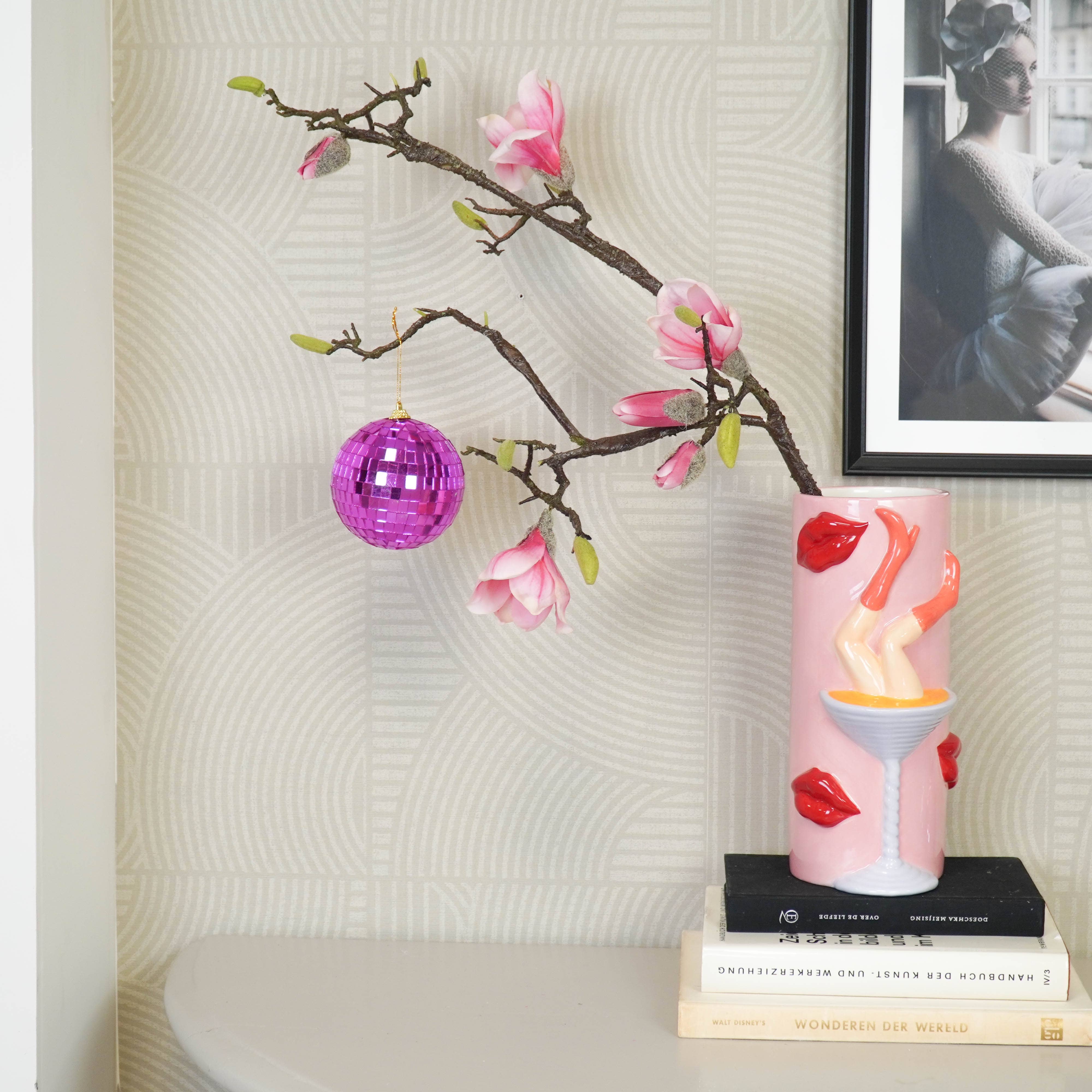 Housevitamin bv - Wholesale Ornament - Christmas Decoration -  Christmas Hanger - Discoball - Foam - Pink - 10x10x10cm2