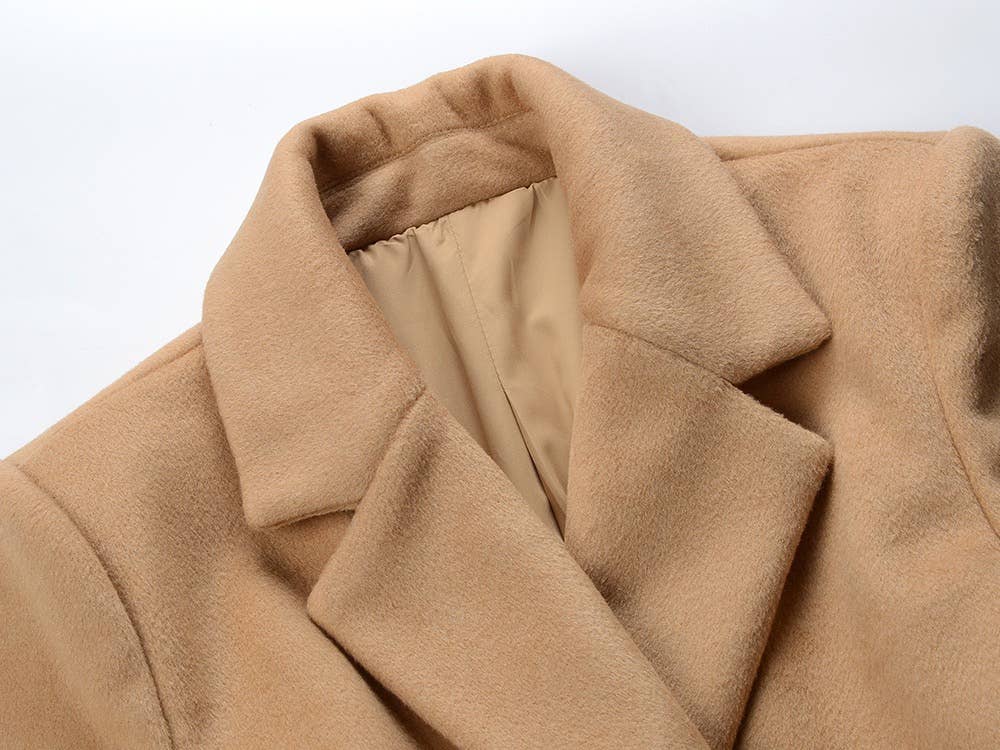 Color as pictures CT105Y Refined Wool Coat with Chain Belt for Cold Seasons for wholesale on Faire3